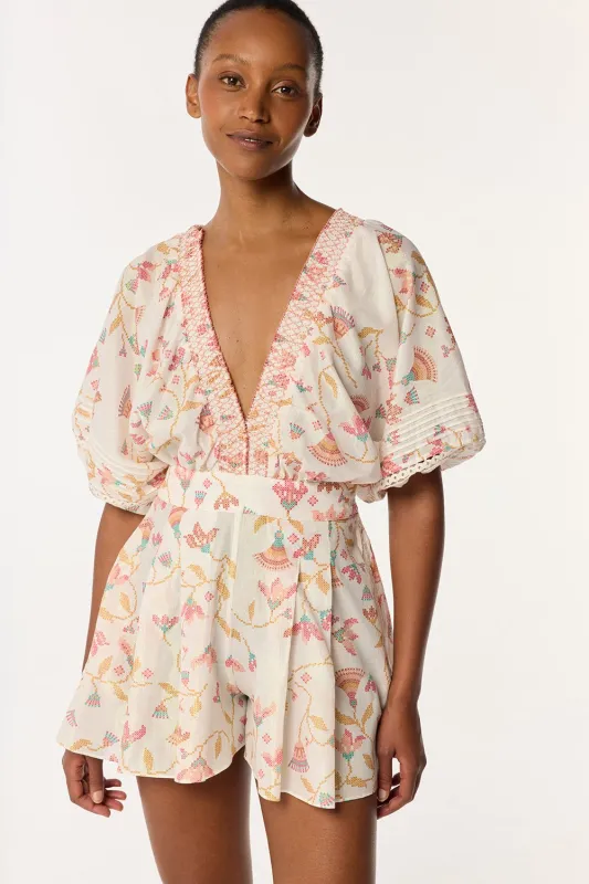 Short Jumpsuit Chantal - Pink Ylang Ylang sold by Poupette St Barth