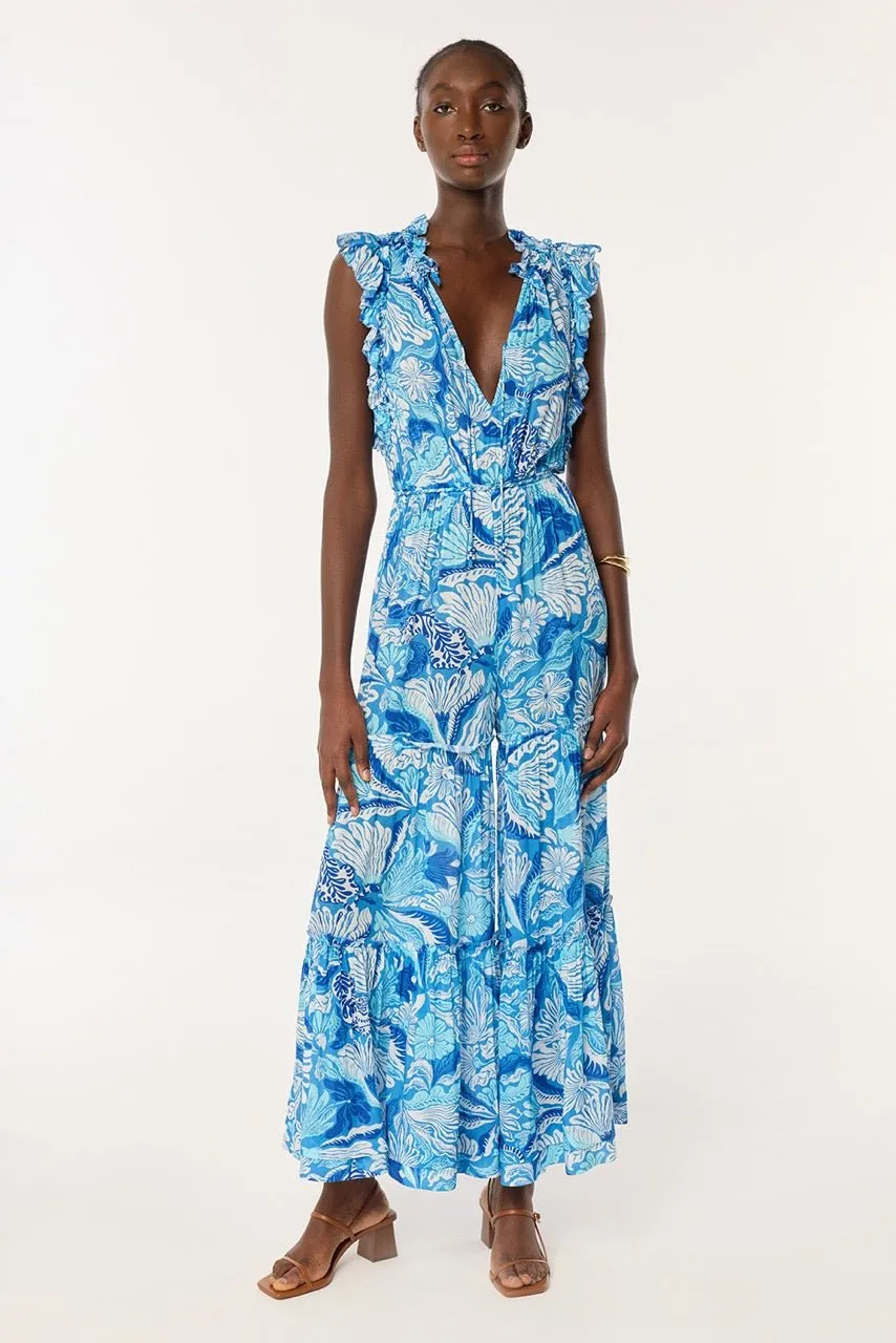Long Jumpsuit Belene - Blue Tiger Lily sold by Poupette St Barth