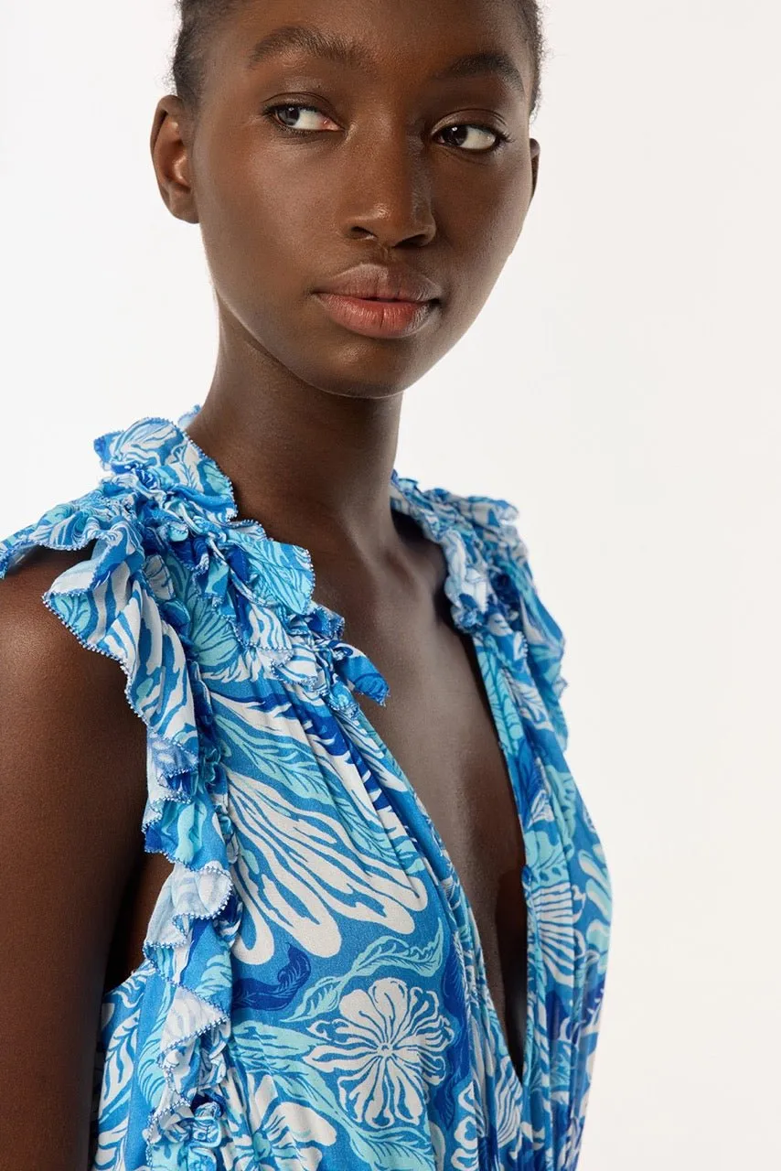 Long Jumpsuit Belene - Blue Tiger Lily sold by Poupette St Barth product image thumbnail 3