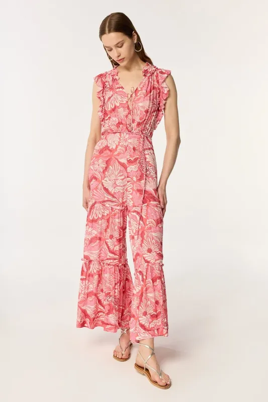 Long Jumpsuit Belene - Pink Tiger Lily sold by Poupette St Barth