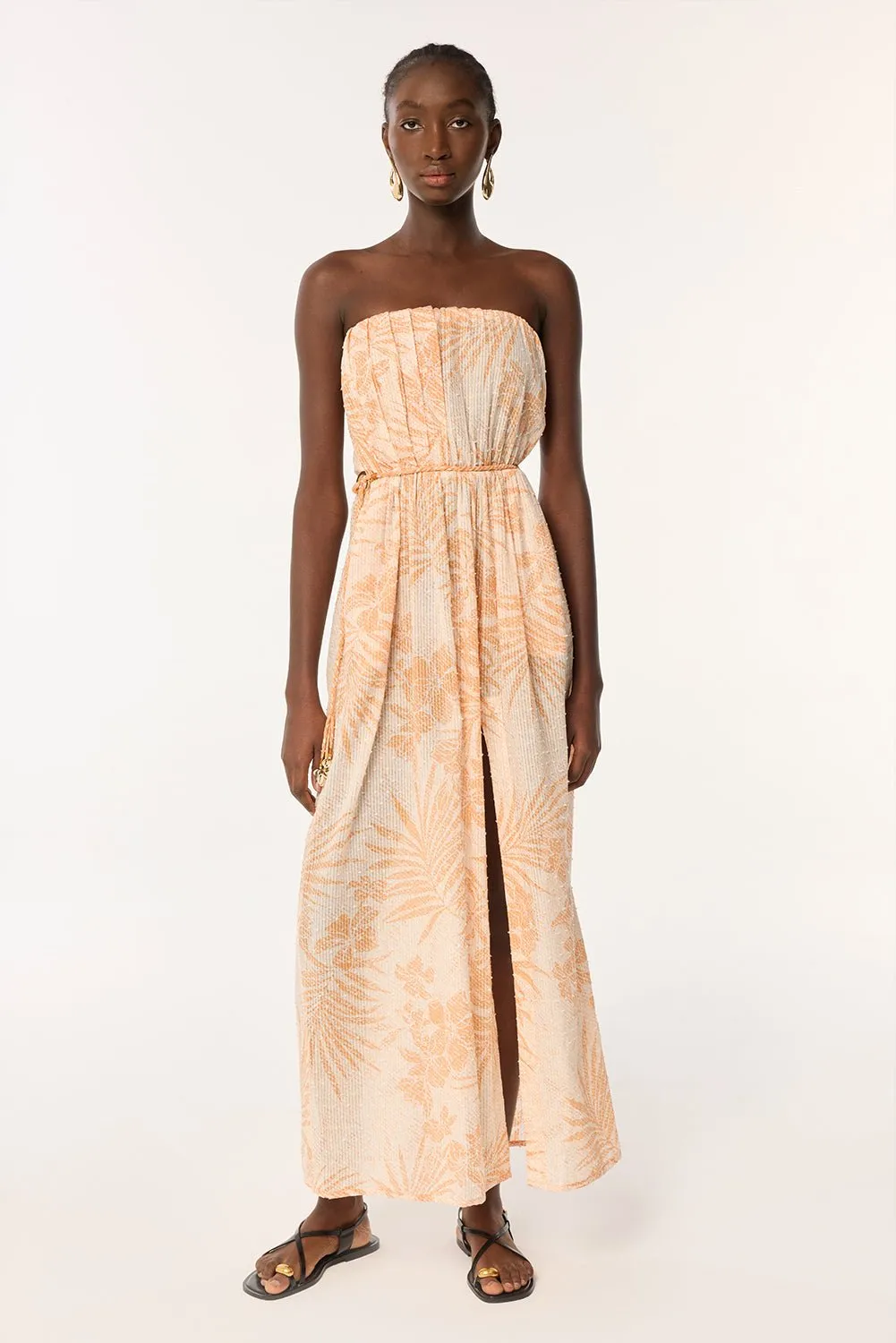 Long Dress Mara - Orange Frangipani sold by Poupette St Barth