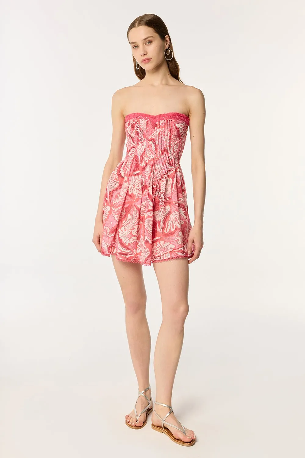 Bandeau Dress Claire - Pink Tiger Lily sold by Poupette St Barth product image thumbnail 2