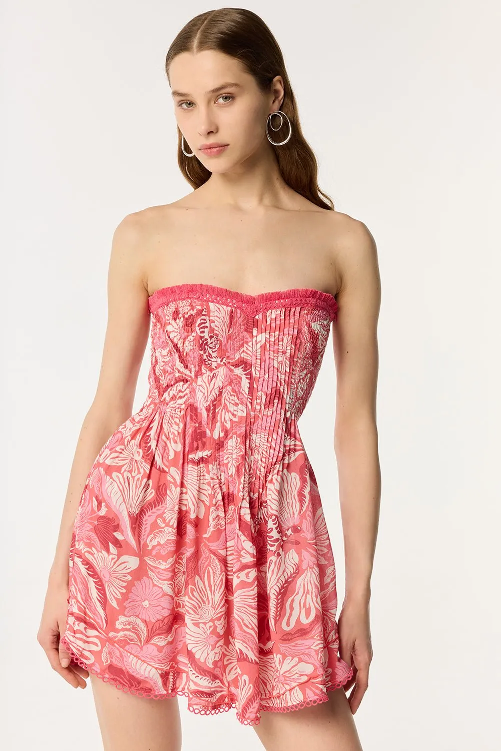 Bandeau Dress Claire - Pink Tiger Lily sold by Poupette St Barth