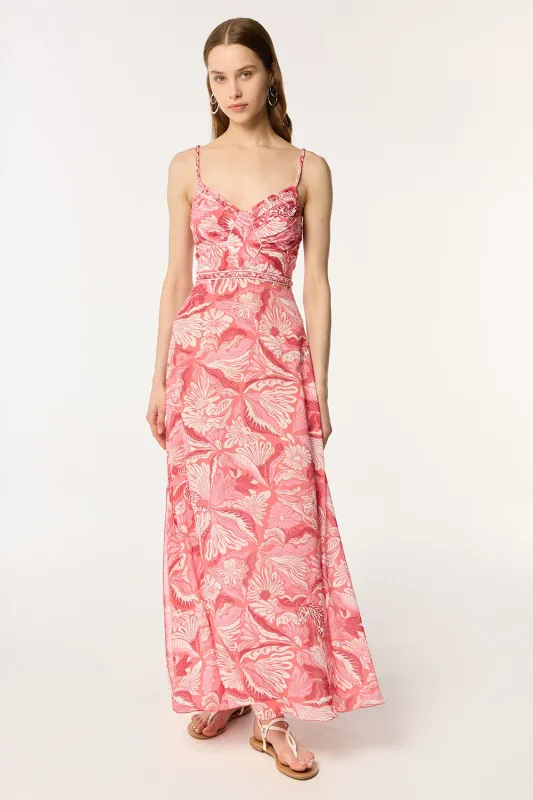 Long Dress Cara - Pink Tiger Lily sold by Poupette St Barth