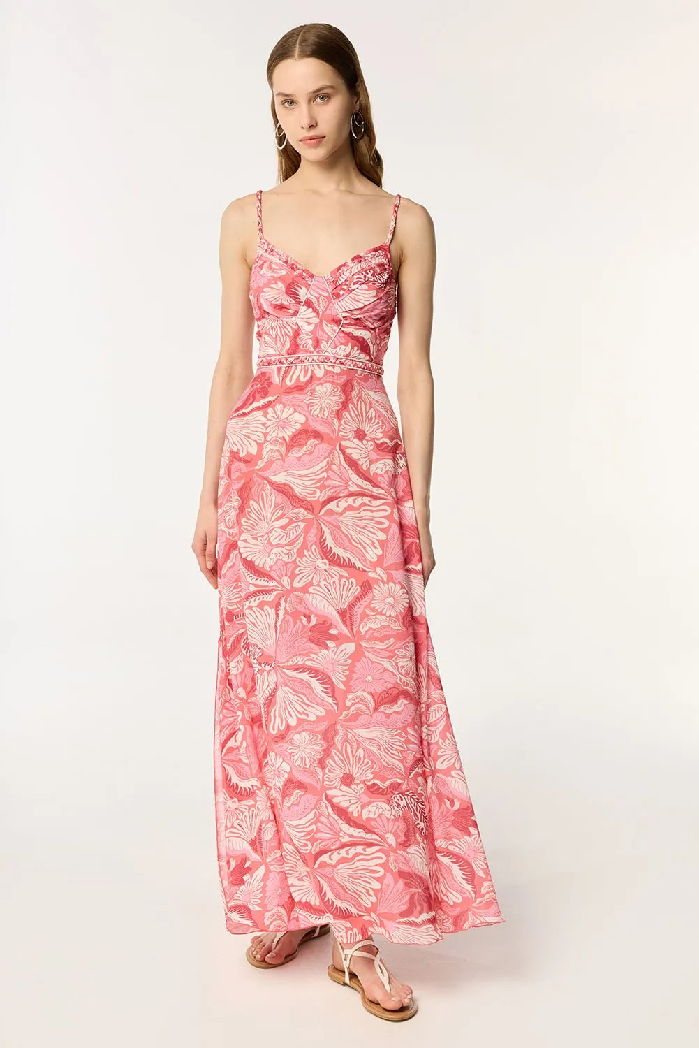 Long Dress Cara - Pink Tiger Lily sold by Poupette St Barth