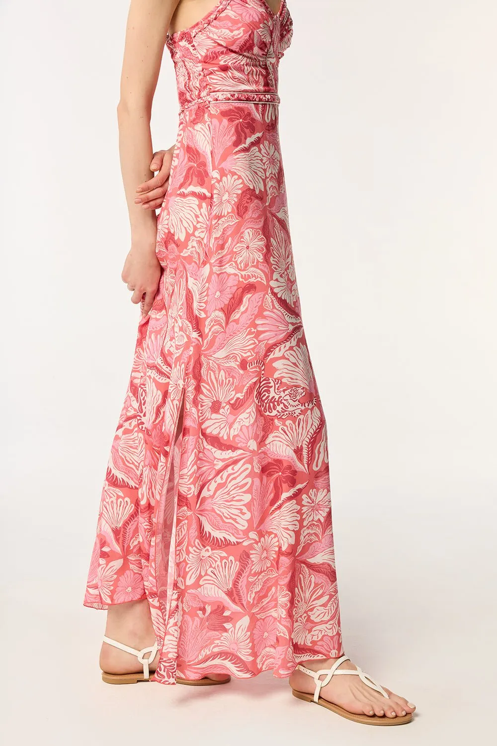 Long Dress Cara - Pink Tiger Lily sold by Poupette St Barth product image thumbnail 3