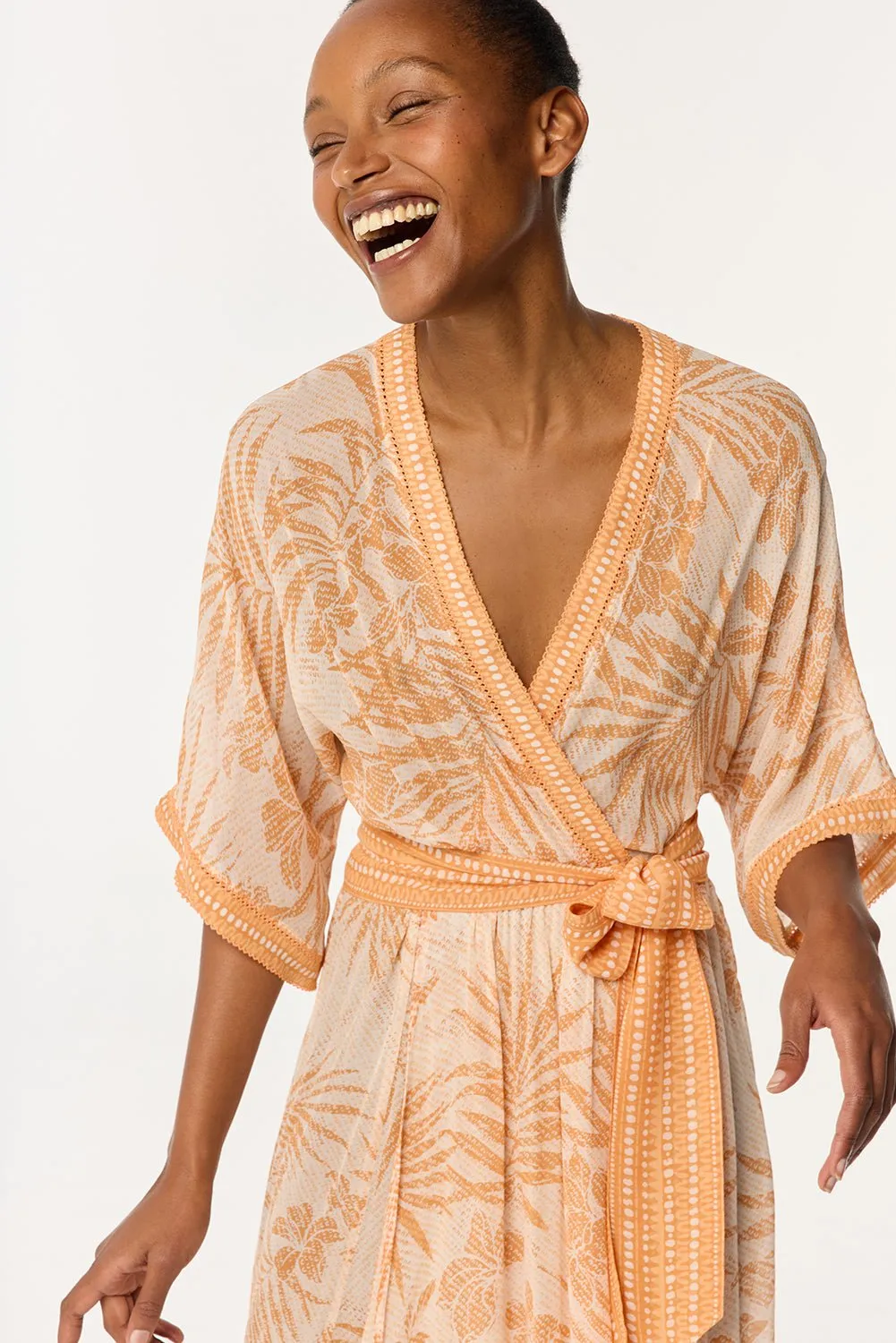 Long Dress Adha - Orange Frangipani sold by Poupette St Barth product image thumbnail 4