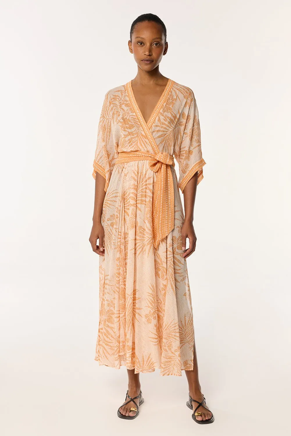Long Dress Adha - Orange Frangipani sold by Poupette St Barth product image thumbnail 5