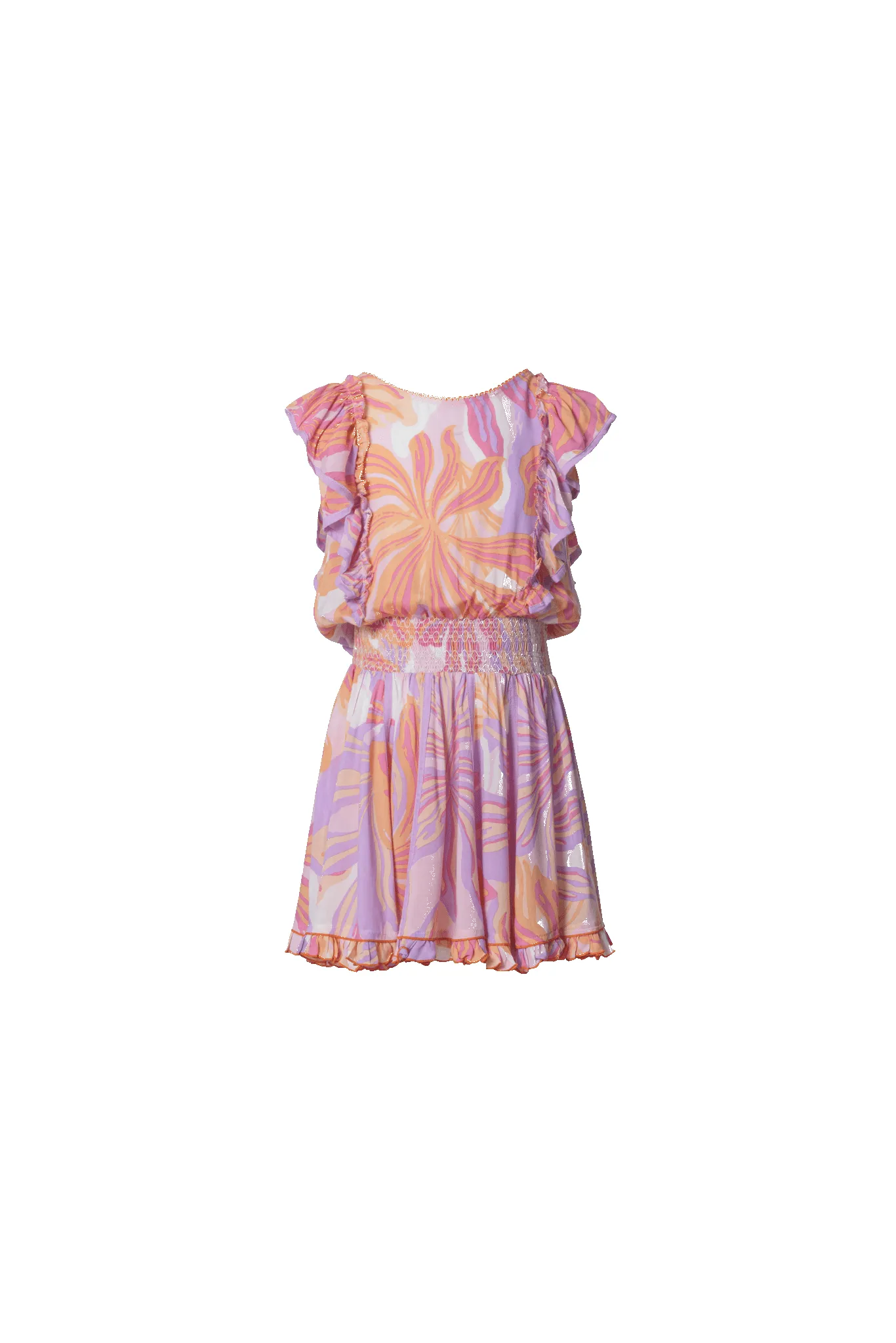 Mini Dress Kikka for girls - Pink Seaweed sold by Poupette St Barth