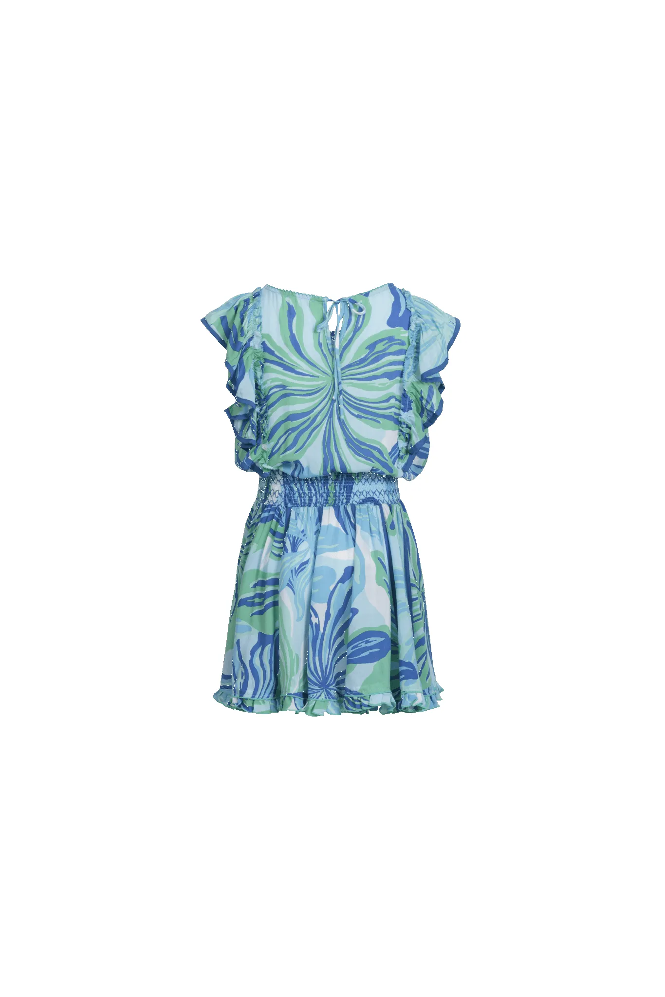 Mini Dress Kikka for girls - Blue Seaweed sold by Poupette St Barth