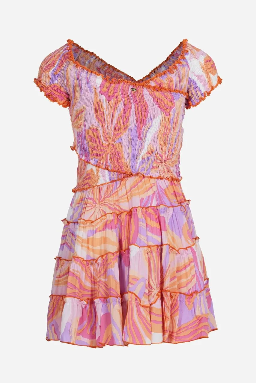 Mini Dress Soledad for girls - Pink Seaweed sold by Poupette St Barth product image thumbnail 2