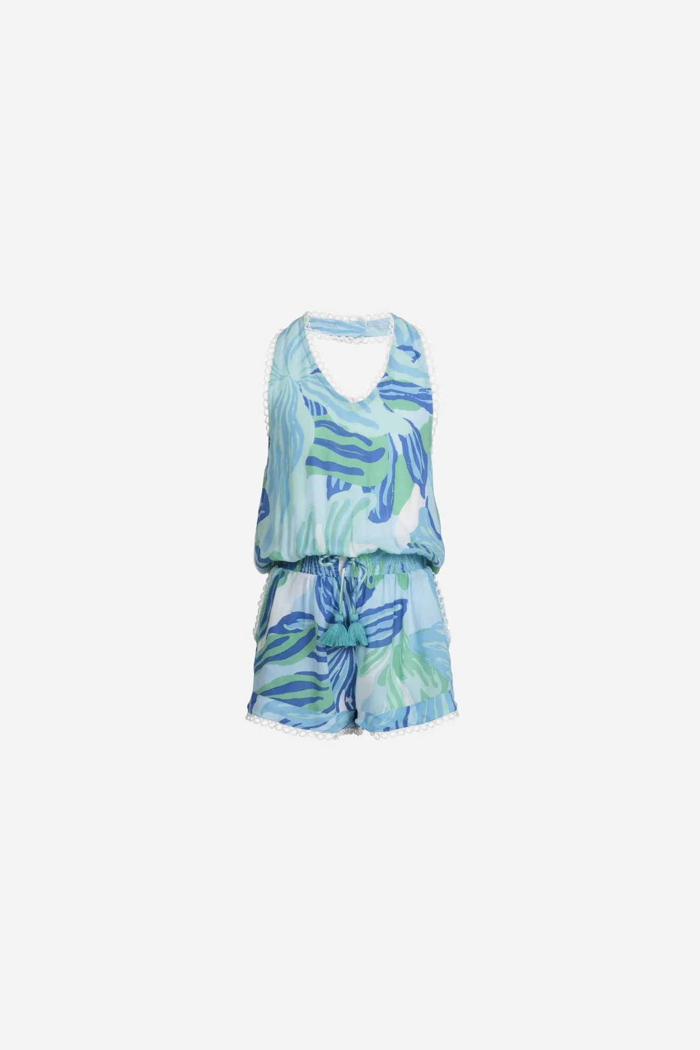 Short Jumpsuit Beth for girls - Blue Seaweed sold by Poupette St Barth