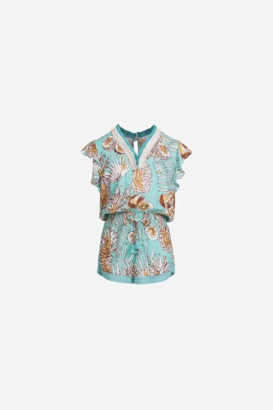 Short Jumpsuit Sasha for girls - Mint Karibia sold by Poupette St Barth
