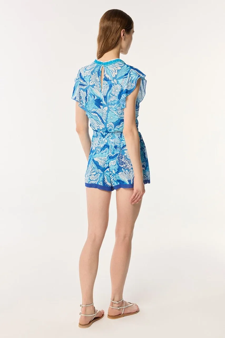 Short Jumpsuit Sasha - Blue Tiger Lily sold by Poupette St Barth product image thumbnail 2