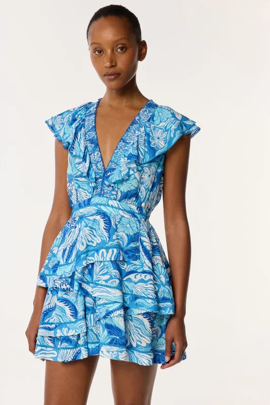 Mini Dress Carol - Blue Tiger Lily sold by Poupette St Barth