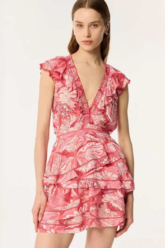Mini Dress Carol - Pink Tiger Lily sold by Poupette St Barth