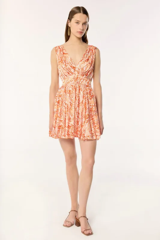 Mini Dress Bessie - Orange Wavy Animalier made by Poupette St Barth
