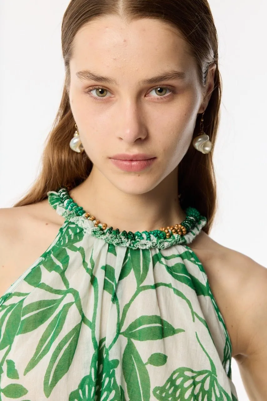 Top Cleo - White Green Macro Stelis sold by Poupette St Barth product image thumbnail 2