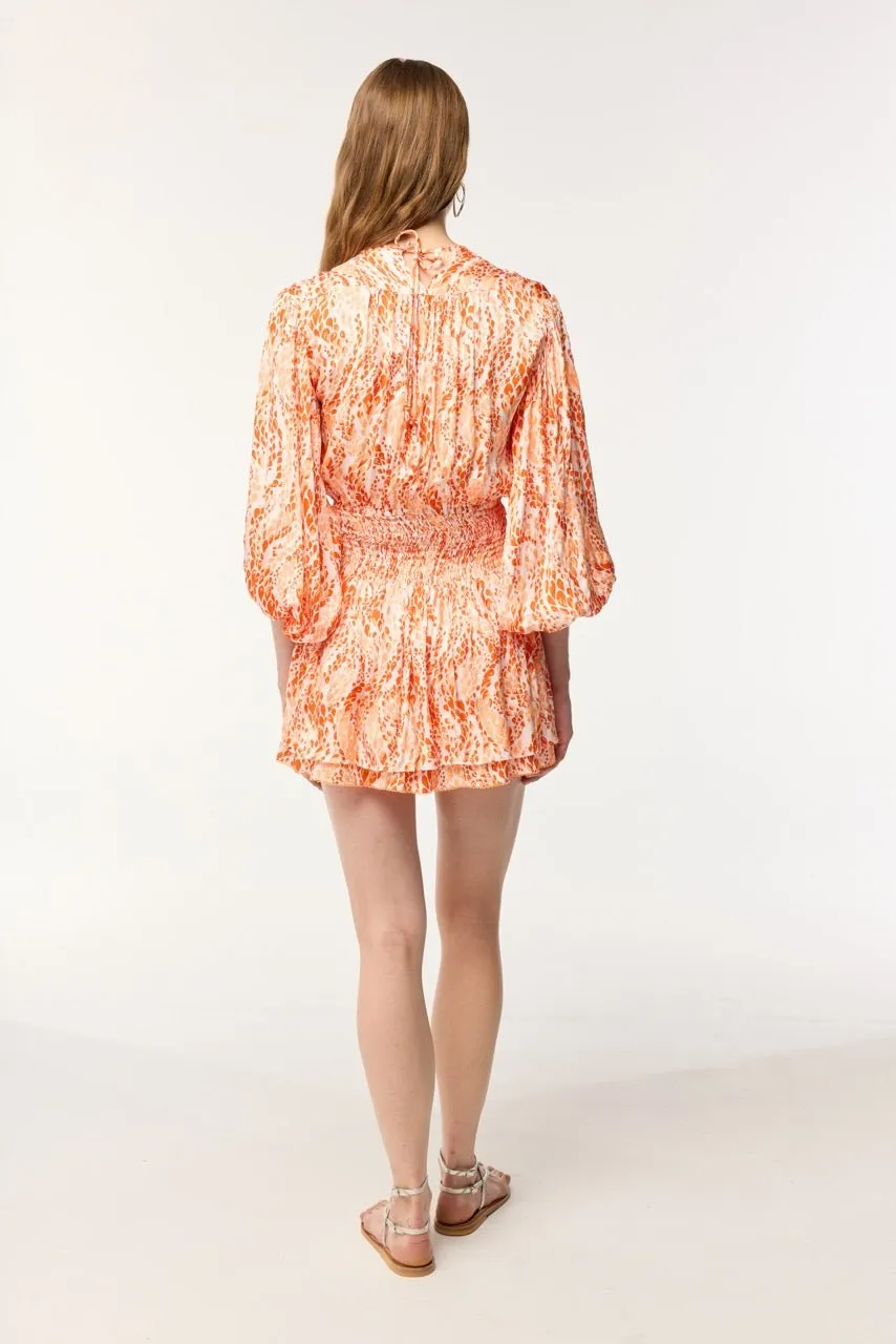 Mini Dress Colleen - Orange Wavy Animalier sold by Poupette St Barth product image thumbnail 3