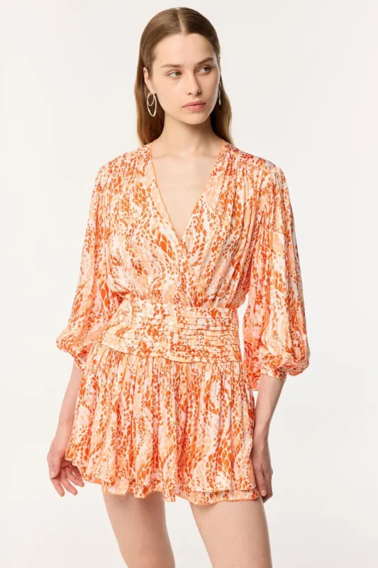 Mini Dress Colleen - Orange Wavy Animalier sold by Poupette St Barth