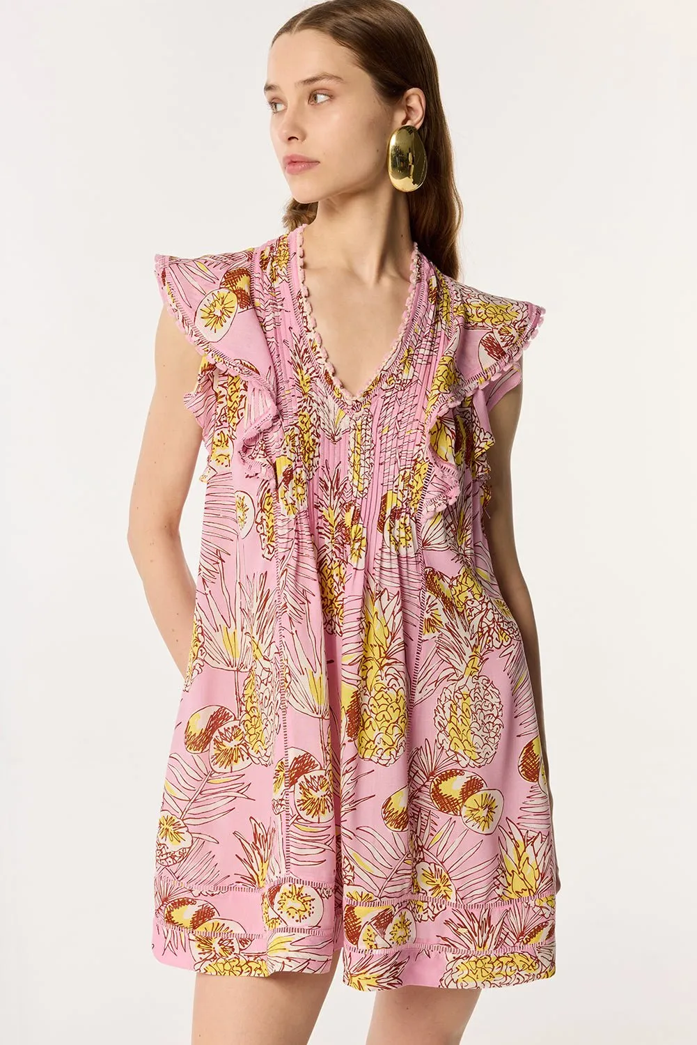 Mini Dress Camelia - Pink Karibia sold by Poupette St Barth