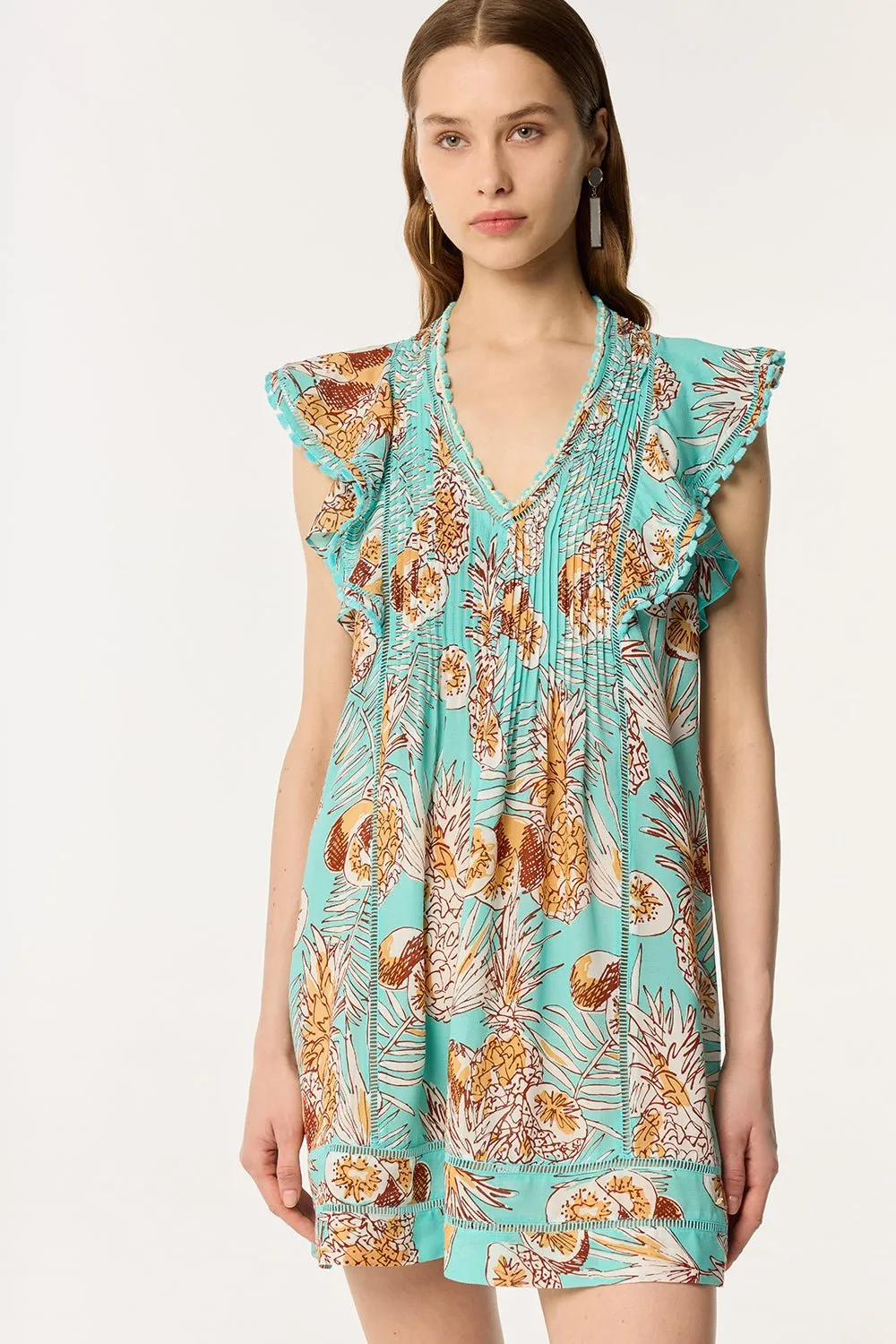 Mini Dress Camelia - Mint Karibia sold by Poupette St Barth