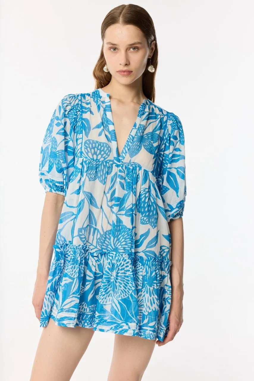 Mini Dress Aria - White Blue Macro Stelis sold by Poupette St Barth product image thumbnail 4