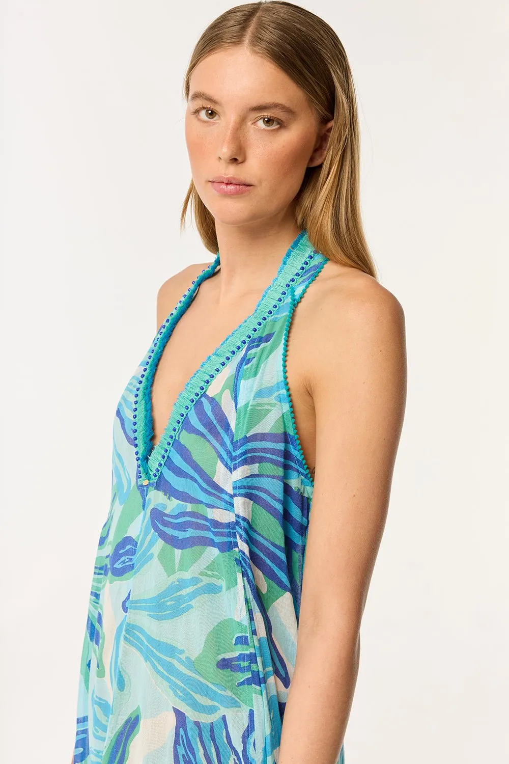 Long Dress Nava - Blue Seaweed sold by Poupette St Barth product image thumbnail 2