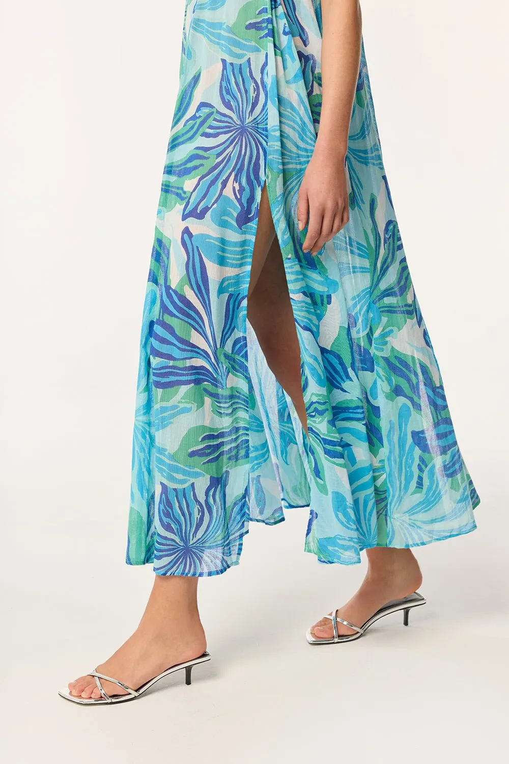 Long Dress Nava - Blue Seaweed sold by Poupette St Barth product image thumbnail 4