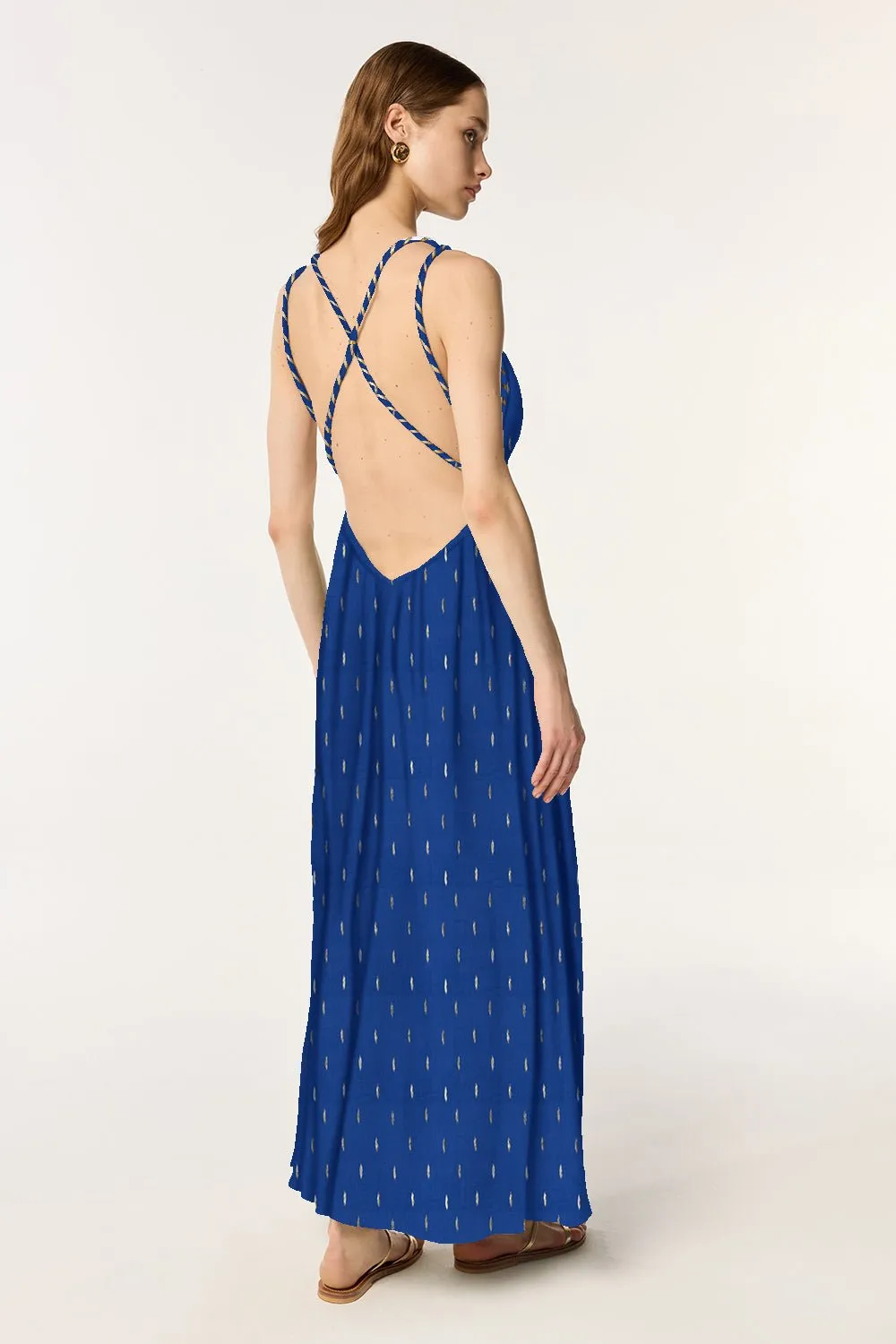 Long Dress Collette - Navy Peony sold by Poupette St Barth product image thumbnail 2