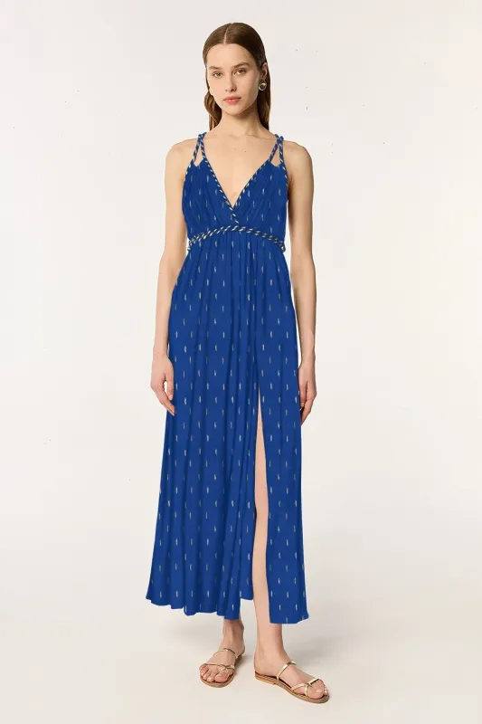 Long Dress Collette - Navy Peony sold by Poupette St Barth