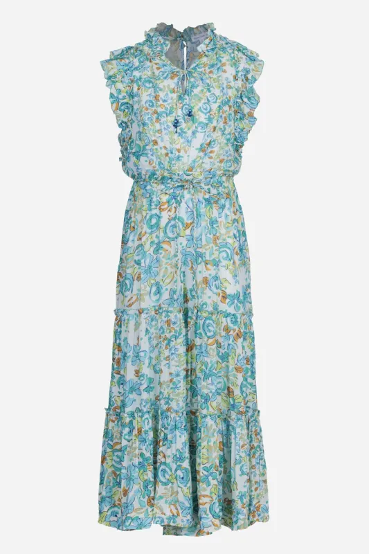 Long Jumpsuit Belene for girls - Mint Garden Rose sold by Poupette St Barth