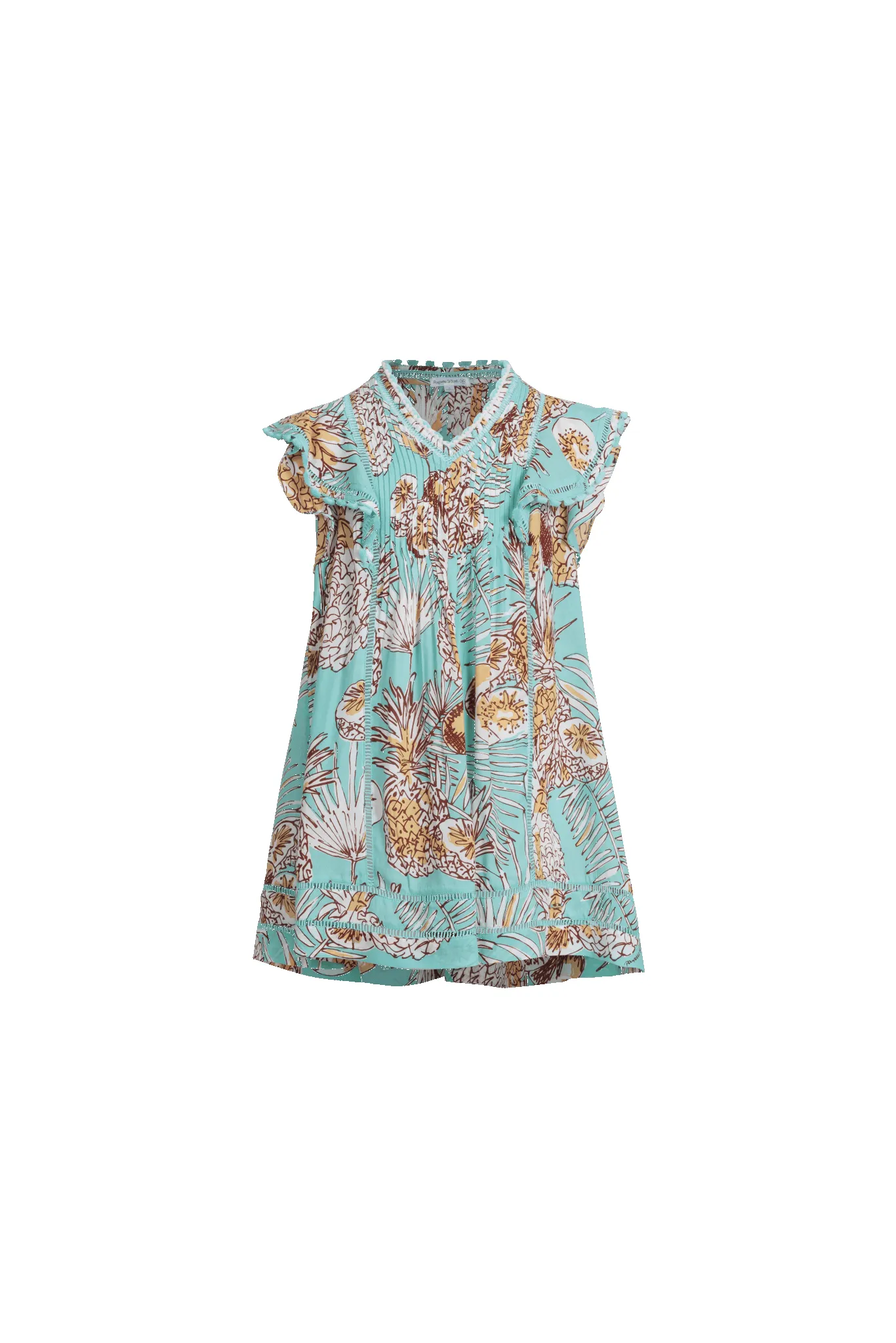 Mini Dress Camelia for girls - Mint Karibia sold by Poupette St Barth