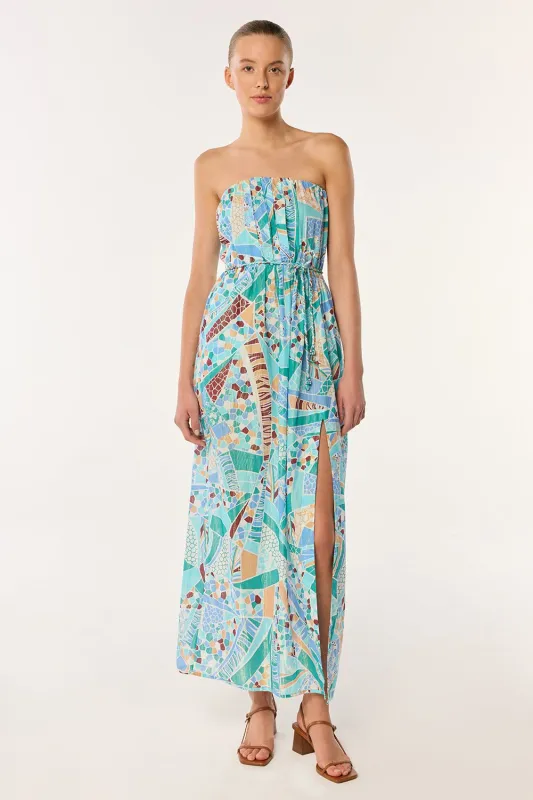 Long Dress Mara - Blue Mosaic sold by Poupette St Barth