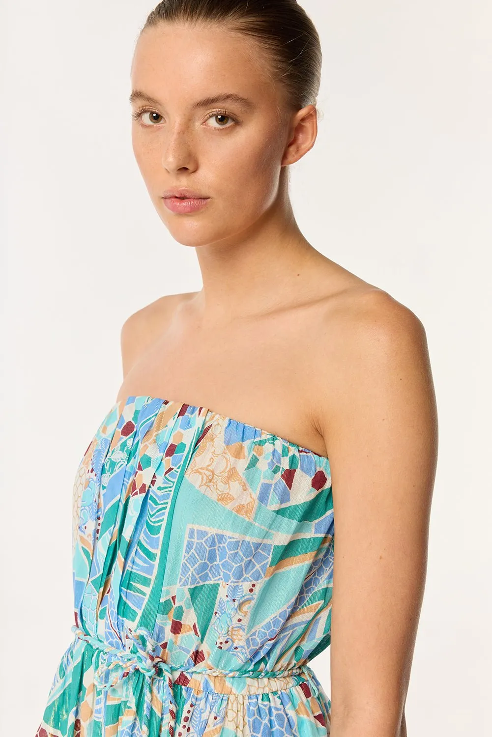 Long Dress Mara - Blue Mosaic sold by Poupette St Barth product image thumbnail 2