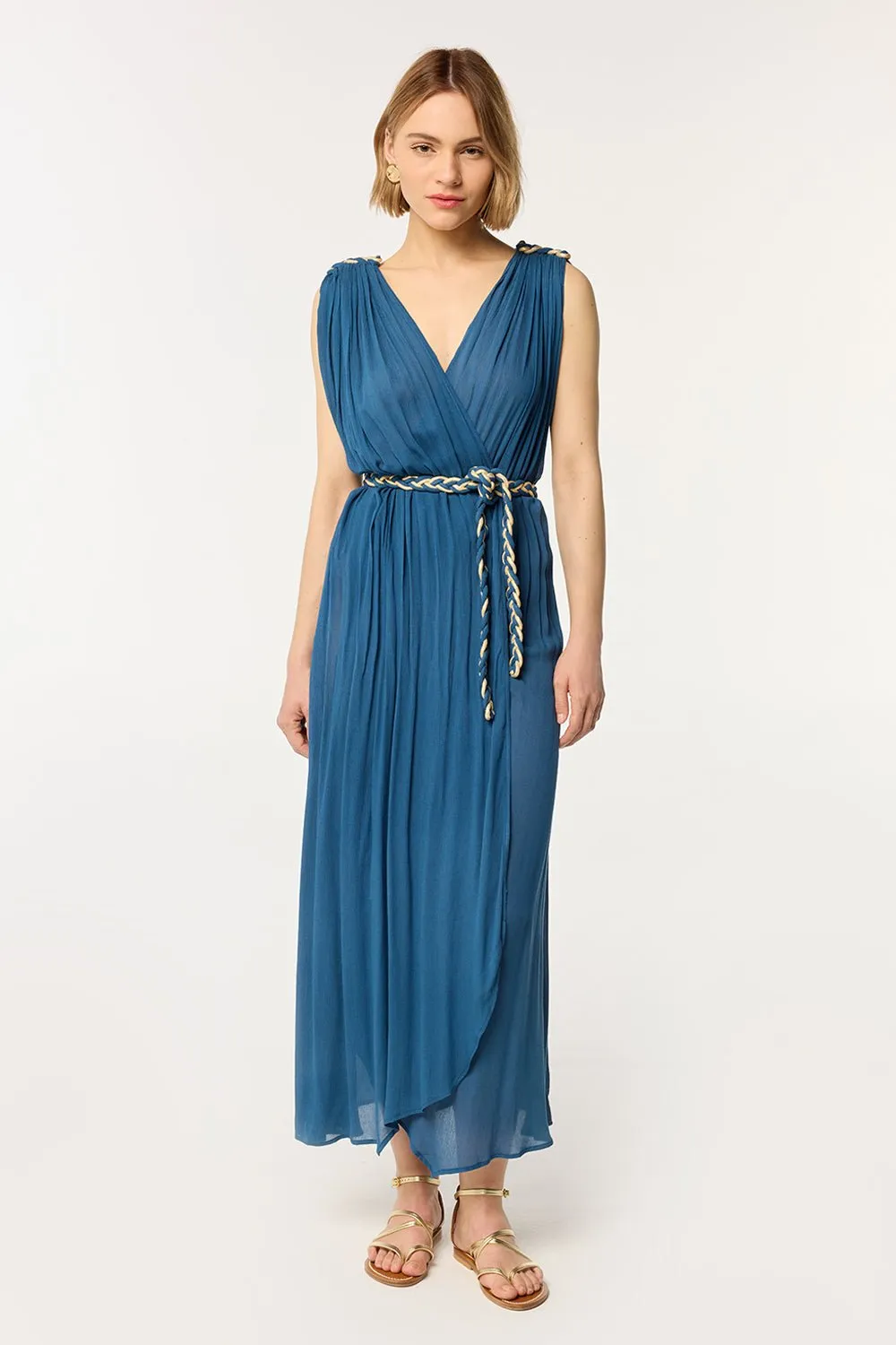 Long Dress Carol - Dusty Blue sold by Poupette St Barth