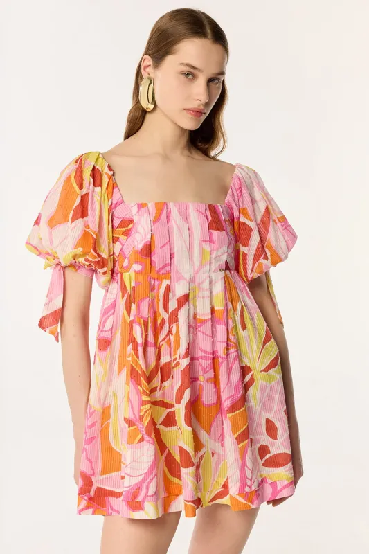 Mini Dress Catalina - Pink Macro Lilium sold by Poupette St Barth