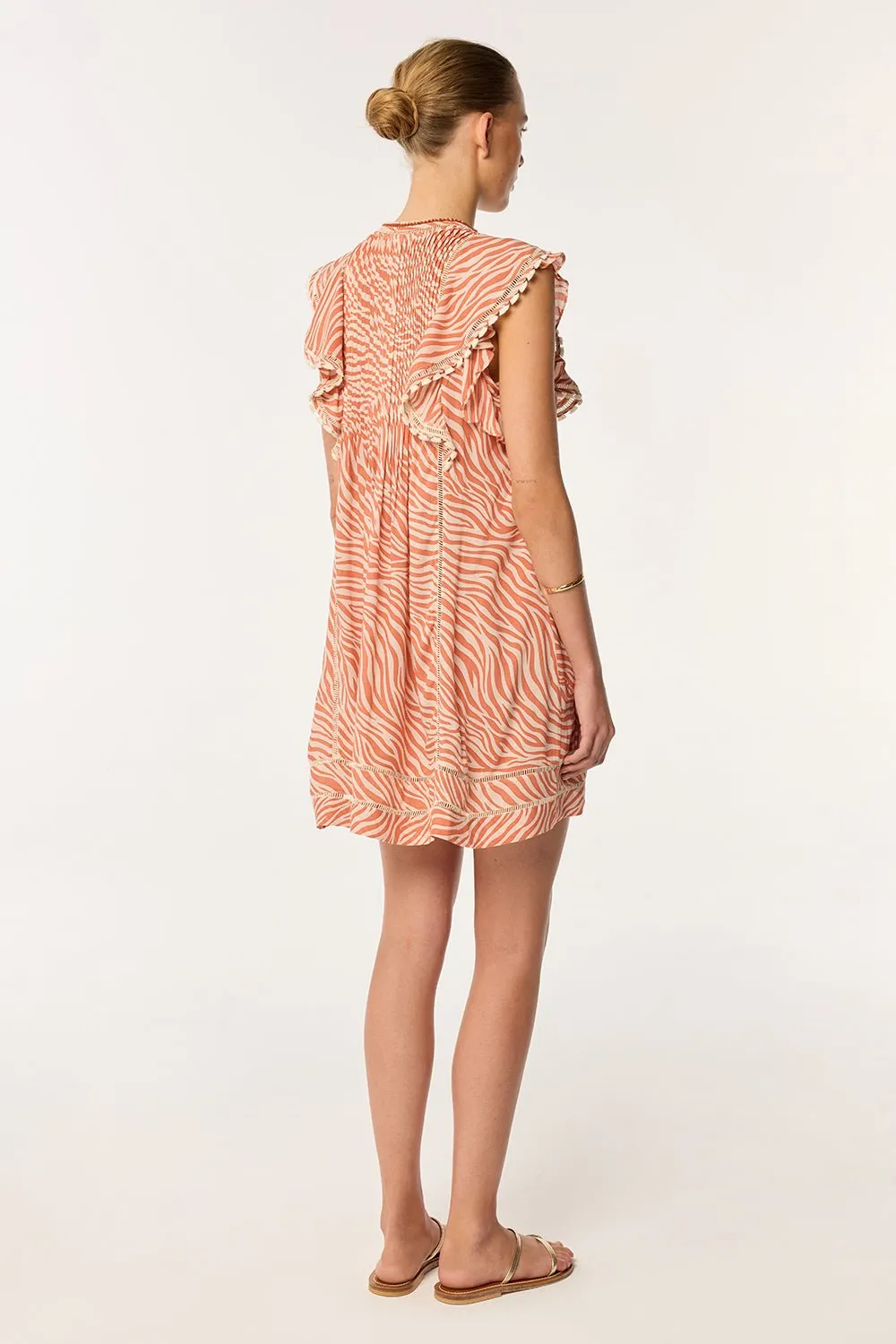 Mini Dress Camelia - Orange Zebra Stripes sold by Poupette St Barth product image thumbnail 4