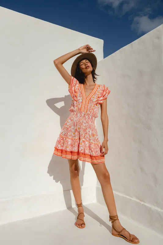 Mini Dress Camila - Orange Mid 70'S Garden sold by Poupette St Barth