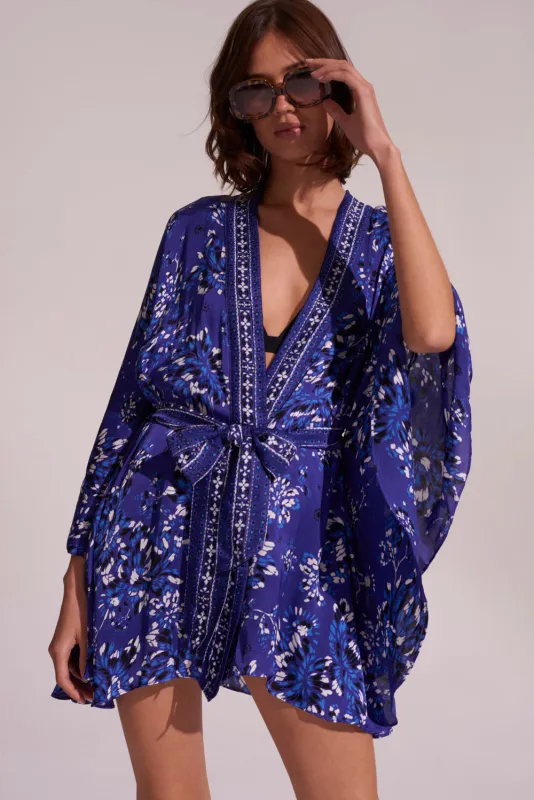 Kimono Alexia - Blue Pivoine sold by Poupette St Barth