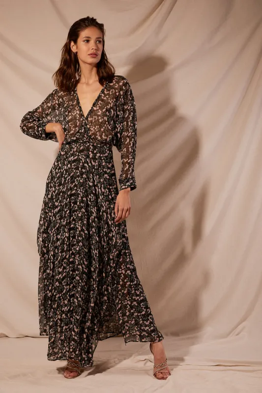 Long Dress Ilona - Black Cerise sold by Poupette St Barth