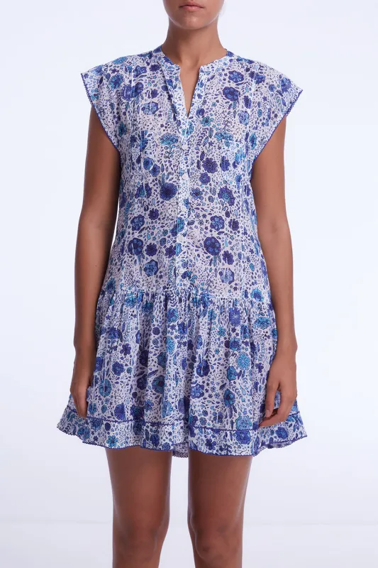 Mini Dress Amora Drop Waist - Blue Naif sold by Poupette St Barth