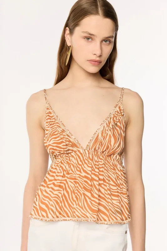 Top Cassandra - Orange Mini Animalier sold by Poupette St Barth