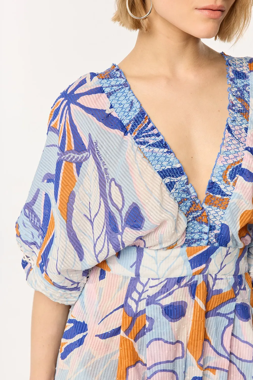 Short Jumpsuit Chantal - Blue Macro Lilium sold by Poupette St Barth product image thumbnail 4