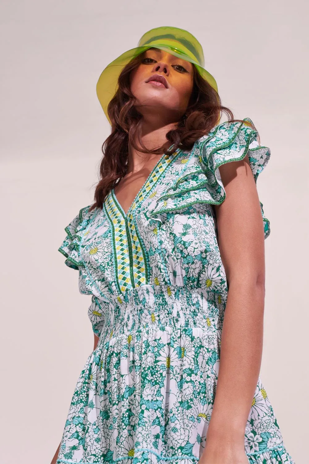 Mini Dress Camila - Green Mid 70'S Garden sold by Poupette St Barth product image thumbnail 2