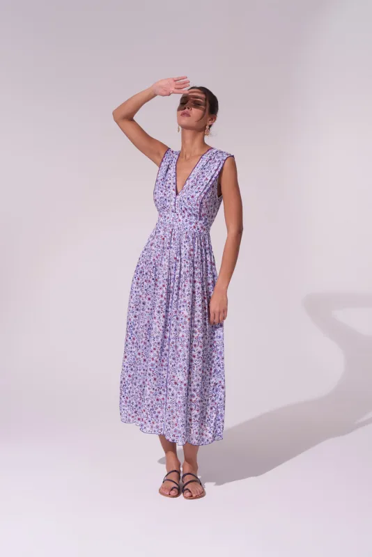 Long Dress Agnes - Blue Magnolia sold by Poupette St Barth