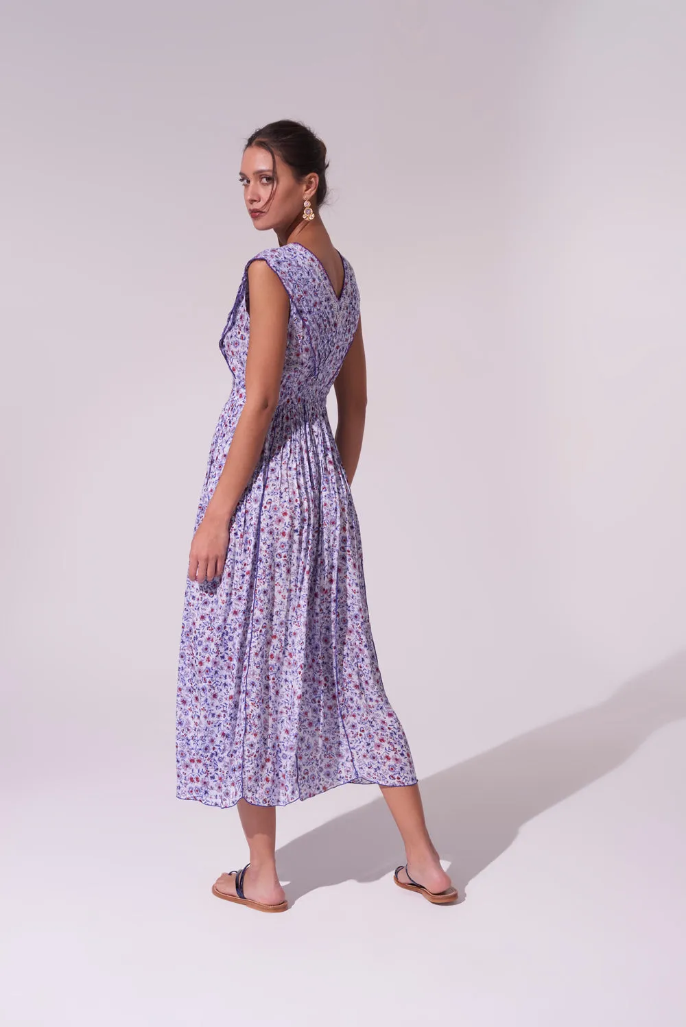 Long Dress Agnes - Blue Magnolia sold by Poupette St Barth product image thumbnail 4