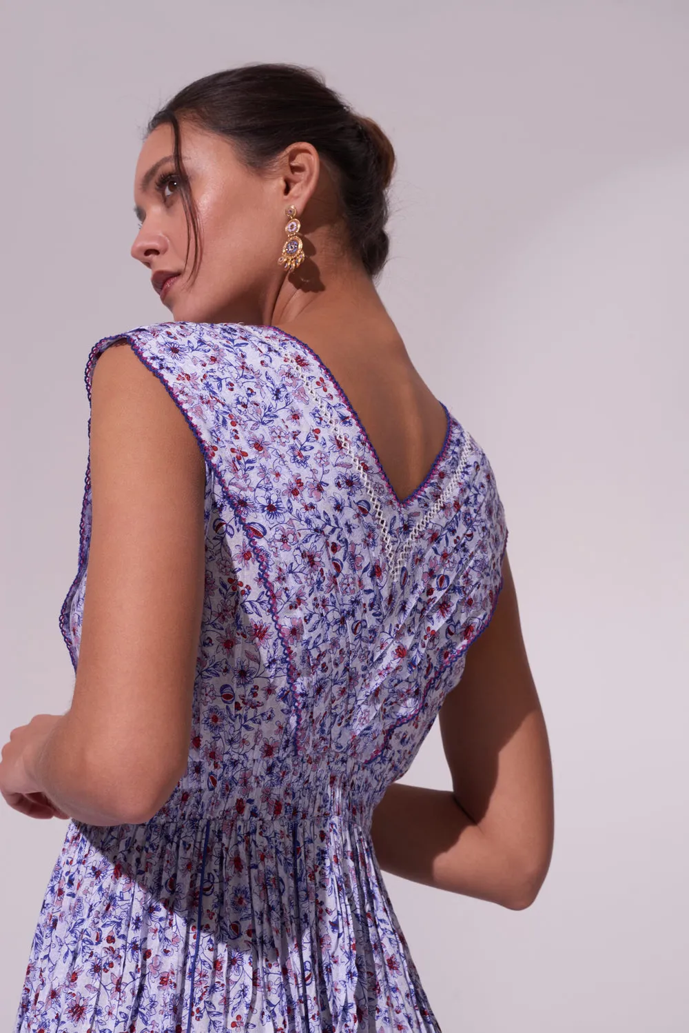 Long Dress Agnes - Blue Magnolia sold by Poupette St Barth product image thumbnail 2