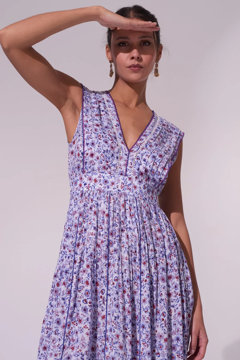 Long Dress Agnes - Blue Magnolia sold by Poupette St Barth product image thumbnail 3