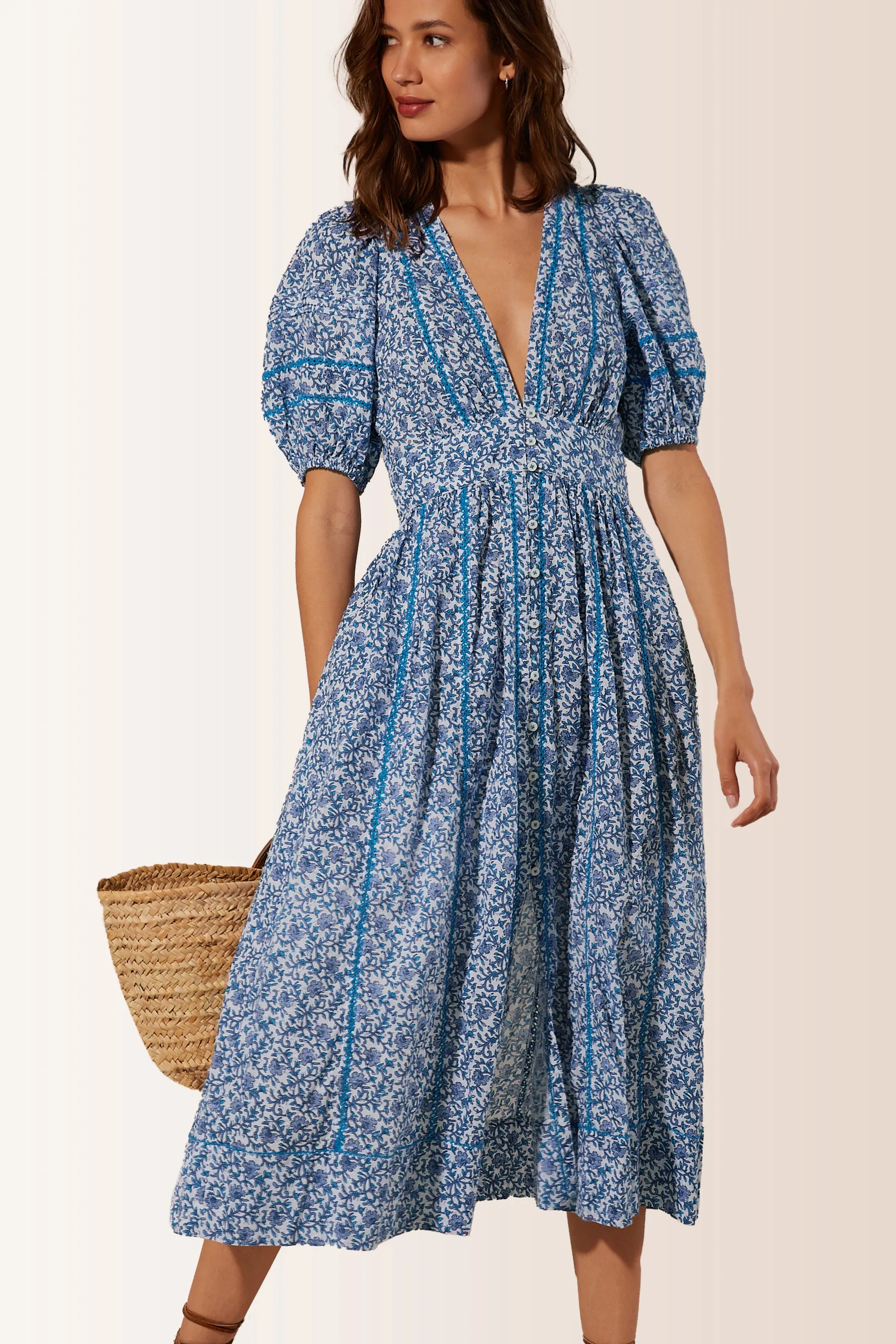 Midi Dress Reine - Blue Mistral sold by Poupette St Barth